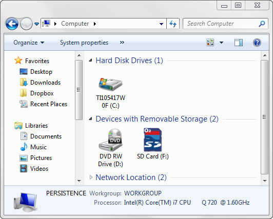 The Computer application can be used to display the drives, files, and folders on your computer.